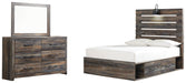 Drystan Full Panel Bed with 4 Storage Drawers with Mirrored Dresser Homeline Furniture