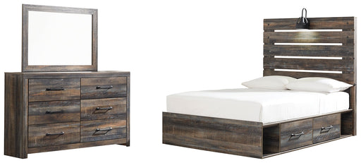 Drystan Full Panel Bed with 4 Storage Drawers with Mirrored Dresser Homeline Furniture