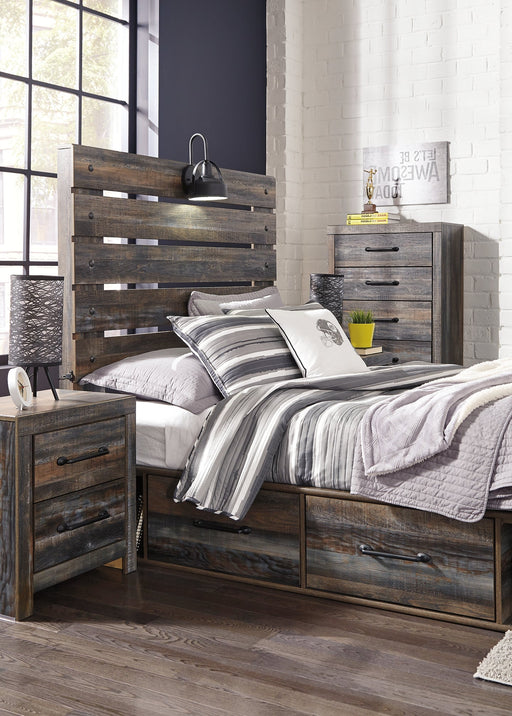 Drystan Full Panel Bed with 4 Storage Drawers with Mirrored Dresser Homeline Furniture