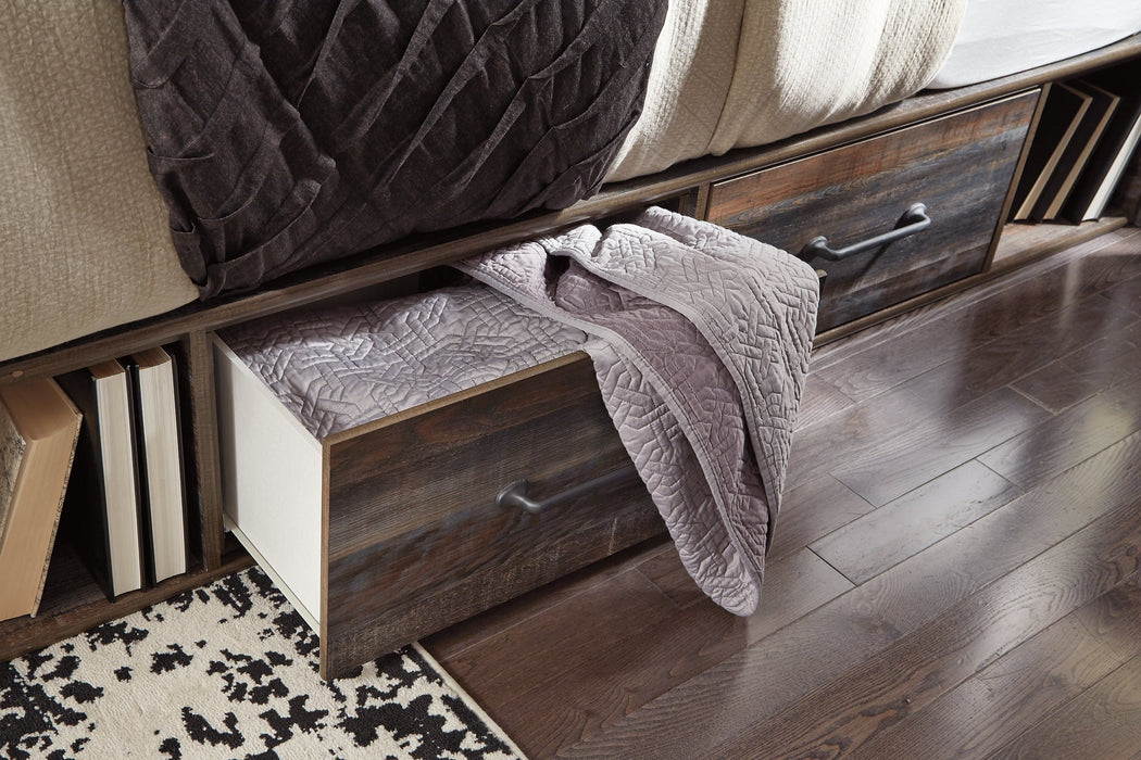 Drystan Full Panel Bed with 4 Storage Drawers with Mirrored Dresser and 2 Nightstands Homeline Furniture