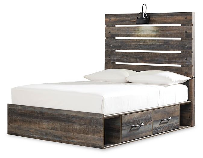 Drystan Full Panel Bed with 4 Storage Drawers with Mirrored Dresser and Chest Homeline Furniture