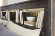 Drystan Queen/Full Bookcase Headboard with Mirrored Dresser, Chest and 2 Nightstands Homeline Furniture