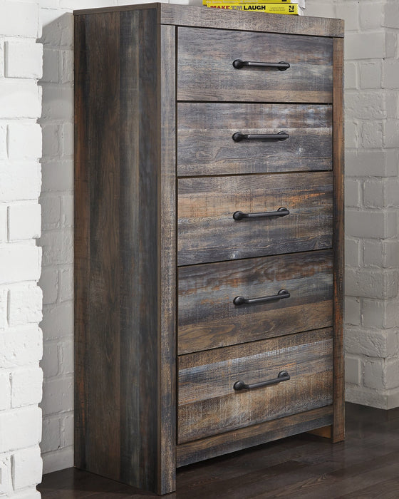 Drystan Queen Panel Headboard with Mirrored Dresser, Chest and 2 Nightstands Homeline Furniture