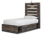 Drystan Twin Panel Bed with 4 Storage Drawers with Mirrored Dresser, Chest and Nightstand Homeline Furniture
