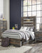 Drystan Twin Panel Bed with 4 Storage Drawers with Mirrored Dresser Homeline Furniture