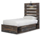 Drystan Twin Panel Bed with 4 Storage Drawers with Mirrored Dresser Homeline Furniture