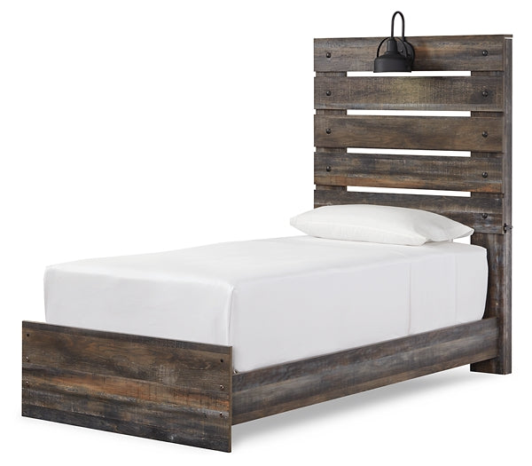 Drystan Twin Panel Bed with Mirrored Dresser and Chest Homeline Furniture