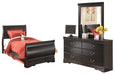 Huey Vineyard Full Sleigh Bed with Mirrored Dresser Homeline Furniture