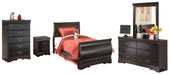 Huey Vineyard Twin Sleigh Bed with Mirrored Dresser, Chest and Nightstand Homeline Furniture