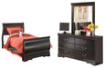 Huey Vineyard Twin Sleigh Bed with Mirrored Dresser Homeline Furniture