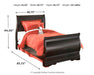 Huey Vineyard Twin Sleigh Bed with Mirrored Dresser Homeline Furniture
