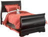 Huey Vineyard Twin Sleigh Bed with Mirrored Dresser and Chest Homeline Furniture