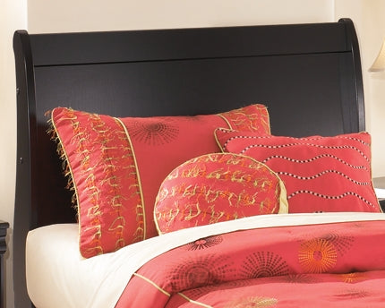 Huey Vineyard Twin Sleigh Headboard with Mirrored Dresser, Chest and Nightstand Homeline Furniture