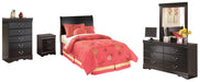 Huey Vineyard Twin Sleigh Headboard with Mirrored Dresser, Chest and Nightstand Homeline Furniture
