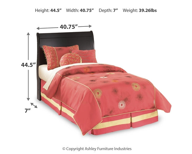 Huey Vineyard Twin Sleigh Headboard with Mirrored Dresser, Chest and Nightstand Homeline Furniture