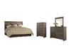 Juararo King/California King Panel Headboard with Mirrored Dresser and Chest Homeline Furniture