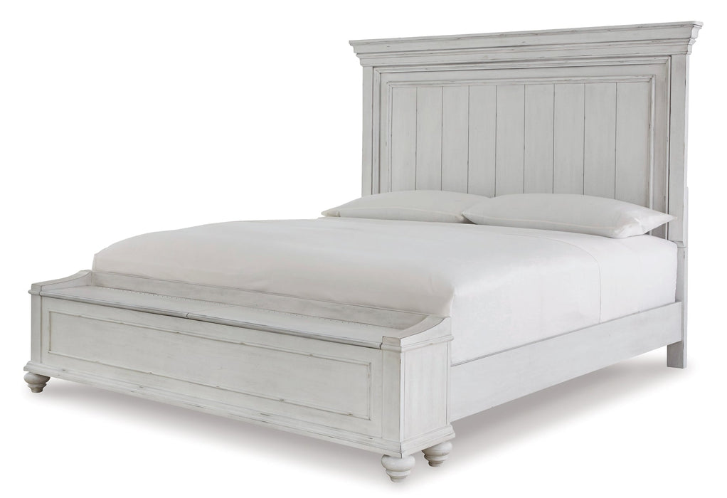 Kanwyn King Panel Bed with Storage with Mirrored Dresser, Chest and 2 Nightstands Homeline Furniture