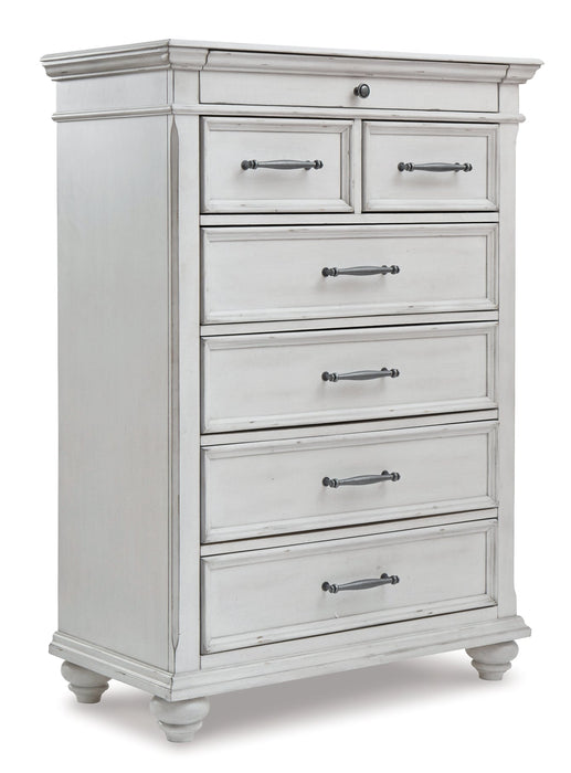 Kanwyn Queen Panel Bed with Storage with Mirrored Dresser, Chest and 2 Nightstands Homeline Furniture