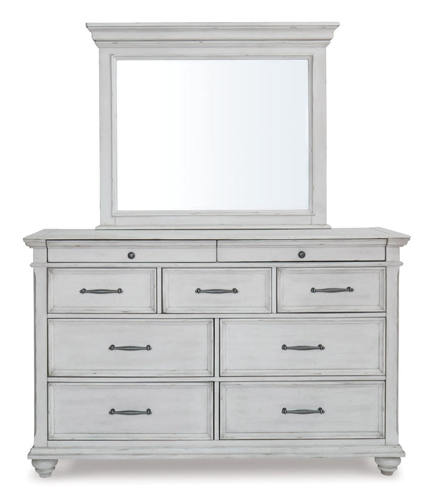 Kanwyn Queen Panel Bed with Storage with Mirrored Dresser, Chest and 2 Nightstands Homeline Furniture