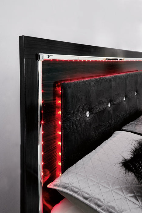 Kaydell King Panel Bed with Storage with Mirrored Dresser, Chest and 2 Nightstands Homeline Furniture