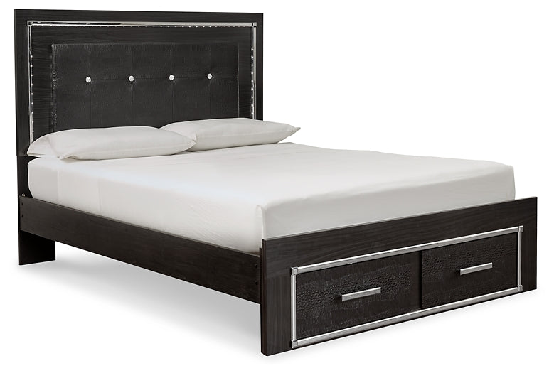 Kaydell Queen Panel Bed with Storage with Mirrored Dresser, Chest and 2 Nightstands Homeline Furniture