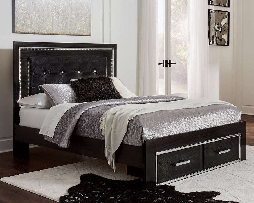 Kaydell Queen Panel Bed with Storage with Mirrored Dresser, Chest and 2 Nightstands Homeline Furniture