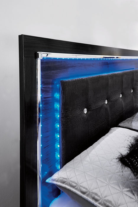 Kaydell Queen Panel Bed with Storage with Mirrored Dresser, Chest and 2 Nightstands Homeline Furniture