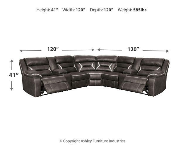Kincord 3-Piece Power Reclining Sectional Homeline Furniture
