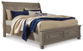 Lettner Queen Sleigh Bed with 2 Storage Drawers with Mirrored Dresser, Chest and Nightstand Homeline Furniture