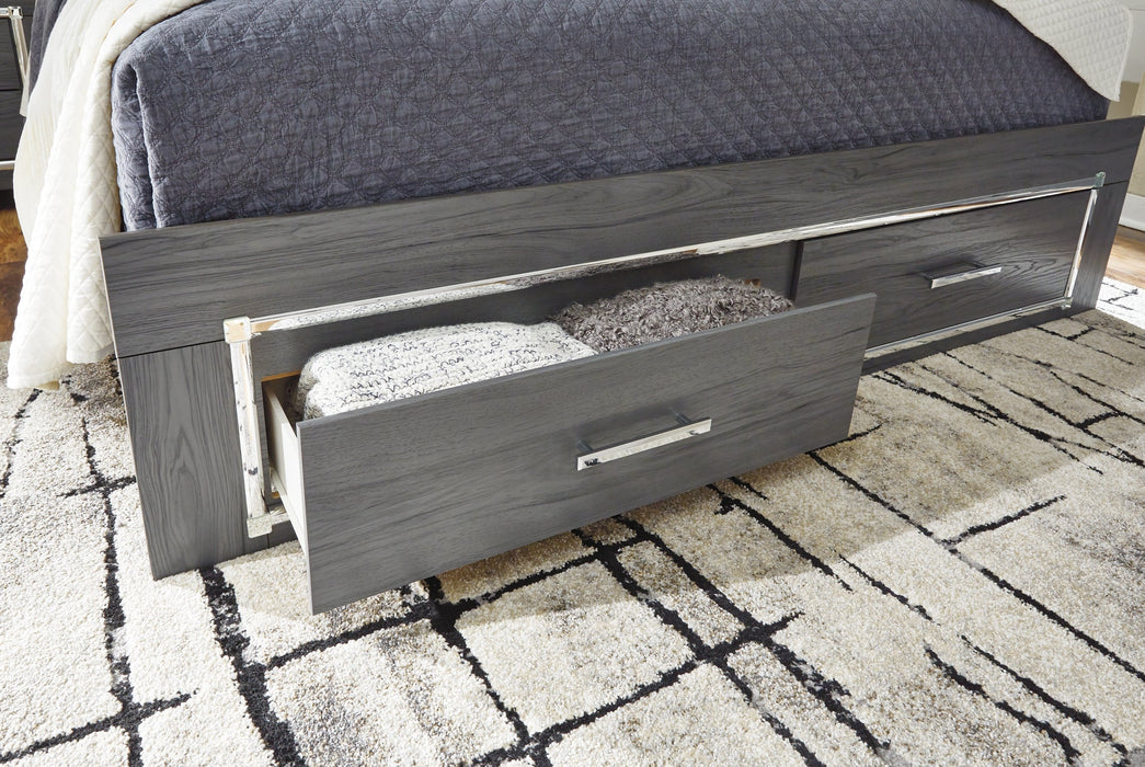 Lodanna Full Panel Bed with 2 Storage Drawers with Mirrored Dresser and Chest Homeline Furniture
