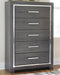 Lodanna Full Panel Bed with 2 Storage Drawers with Mirrored Dresser and Chest Homeline Furniture