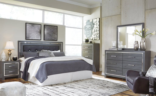 Lodanna King/California King Upholstered Panel Headboard with Mirrored Dresser and Chest Homeline Furniture