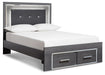 Lodanna King Panel Bed with 2 Storage Drawers with Mirrored Dresser Homeline Furniture