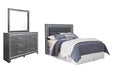 Lodanna Queen/Full Upholstered Panel Headboard with Mirrored Dresser Homeline Furniture