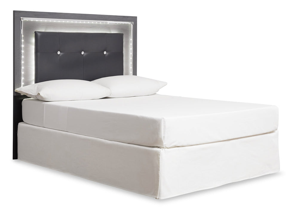 Lodanna Queen/Full Upholstered Panel Headboard with Mirrored Dresser and Chest Homeline Furniture