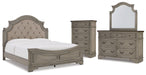 Lodenbay California King Panel Bed with Mirrored Dresser and Chest Homeline Furniture