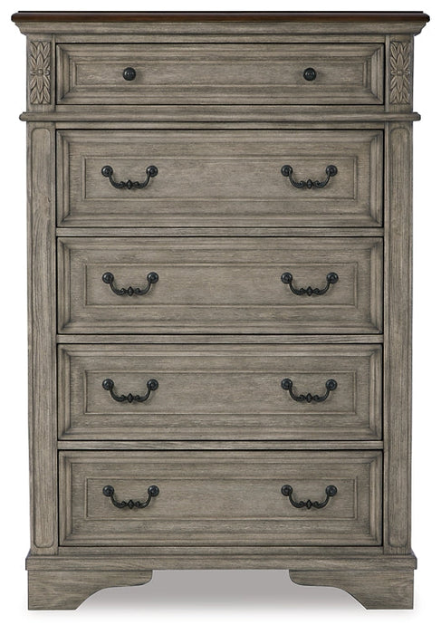 Lodenbay California King Panel Bed with Mirrored Dresser and Chest Homeline Furniture