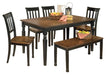 Owingsville Dining Table and 4 Chairs and Bench Homeline Furniture