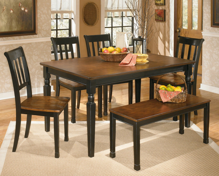 Owingsville Dining Table and 4 Chairs and Bench Homeline Furniture