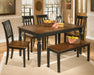 Owingsville Dining Table and 4 Chairs and Bench Homeline Furniture